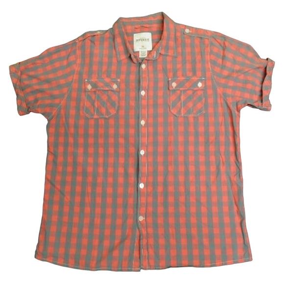 Imperious Mens 3XL Button Up 100% Cotton Short Sleeve Plaid Shirt w Pockets - Picture 1 of 2